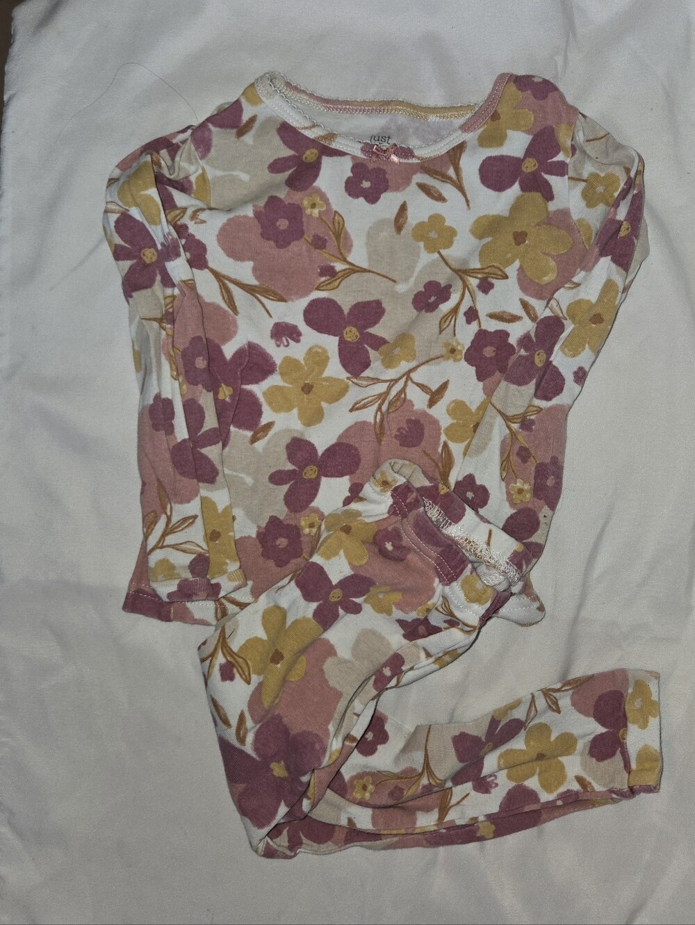 Carter's Floral Long Sleeve Kids Pajama Set - Pink & Mustard SZ 2T